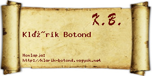 Klárik Botond névjegykártya